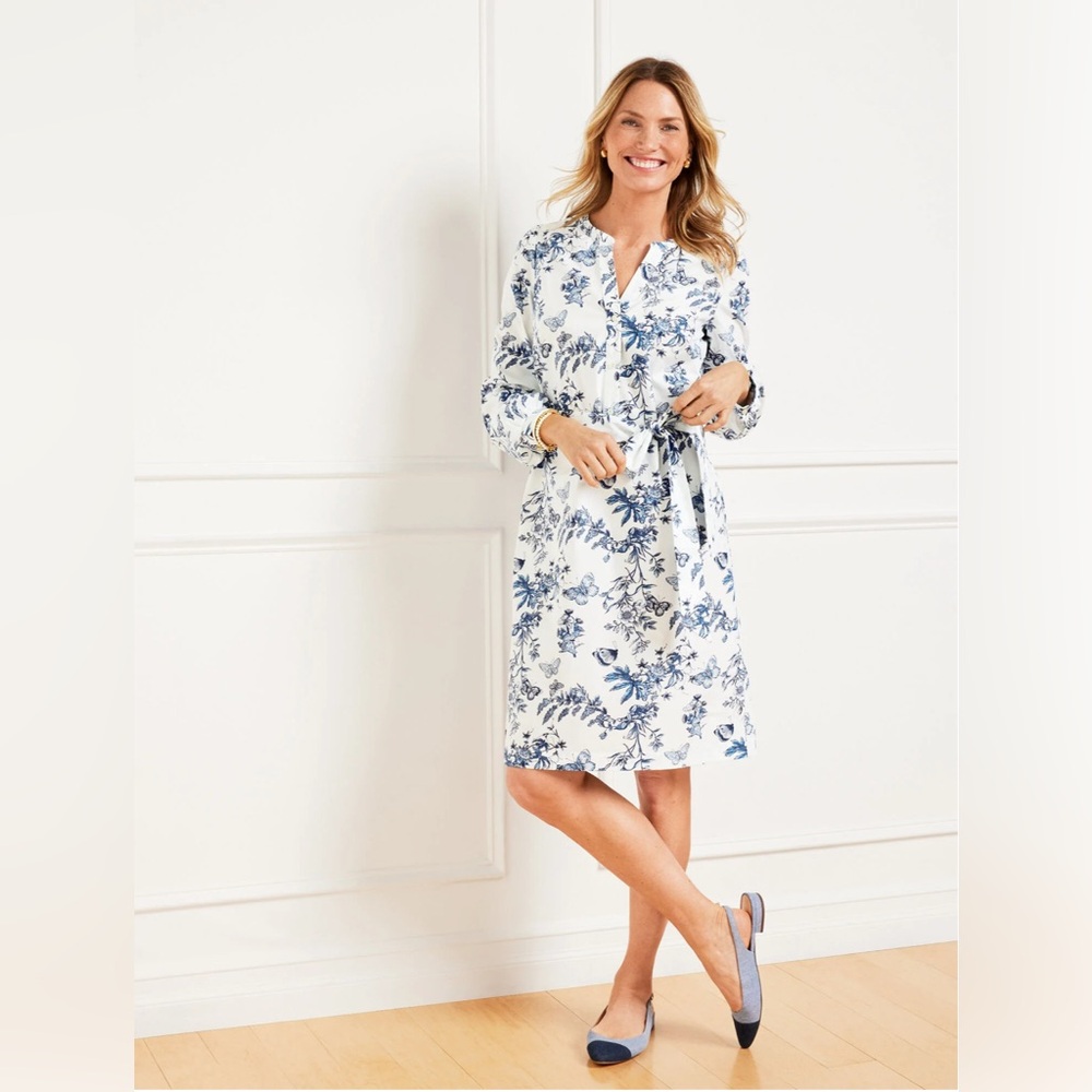 Talbots POPLIN SHIRTDRESS - PENCIL BUTTERFLY Size Small